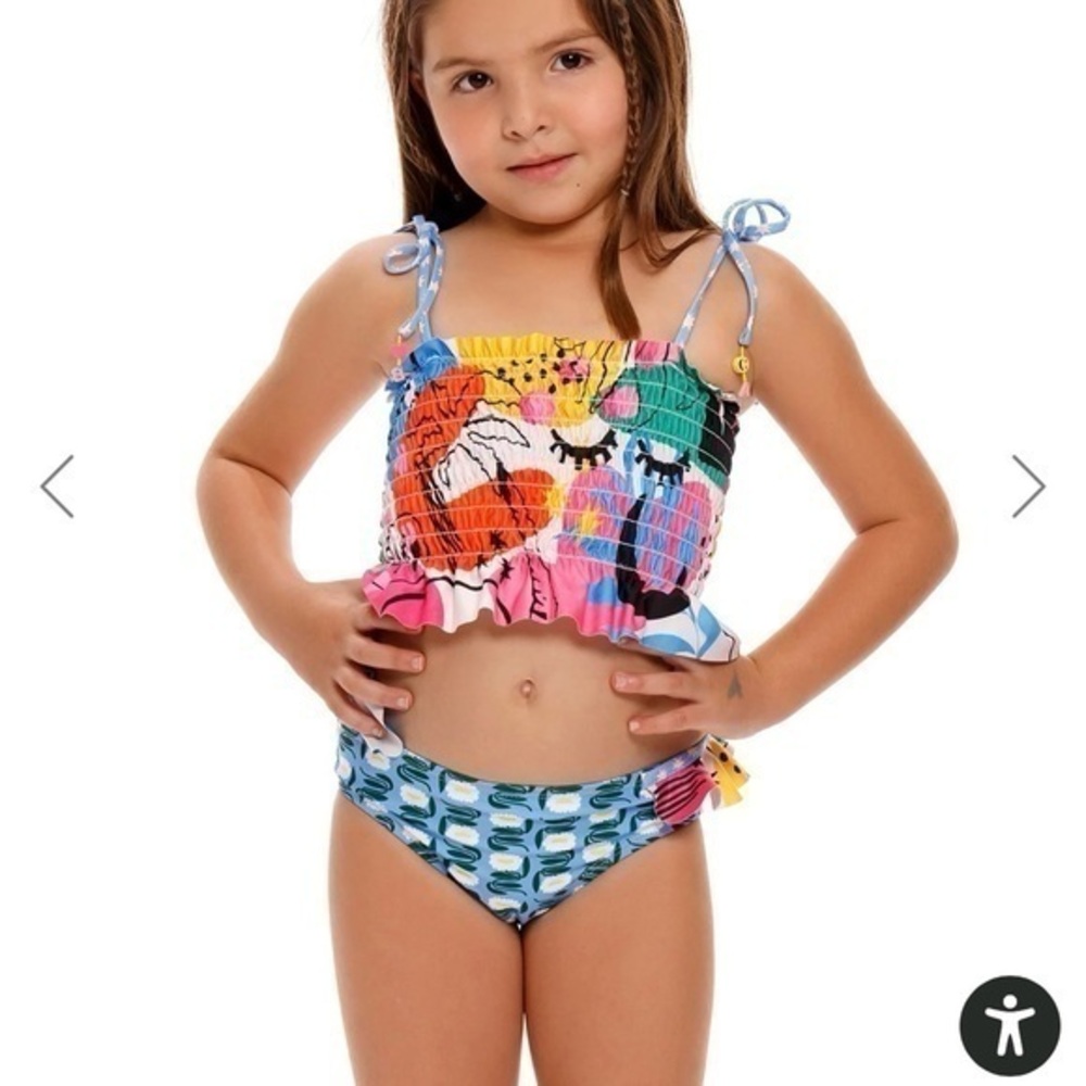 Agua Bendita Girls Multicolor Ruffle Tankini - Yellow, Pink, Blue, Green